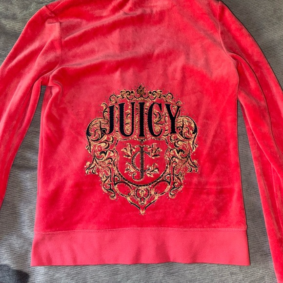 Vintage Juicy Couture velour hoodie in coral pink colour - Picture 3 of 5
